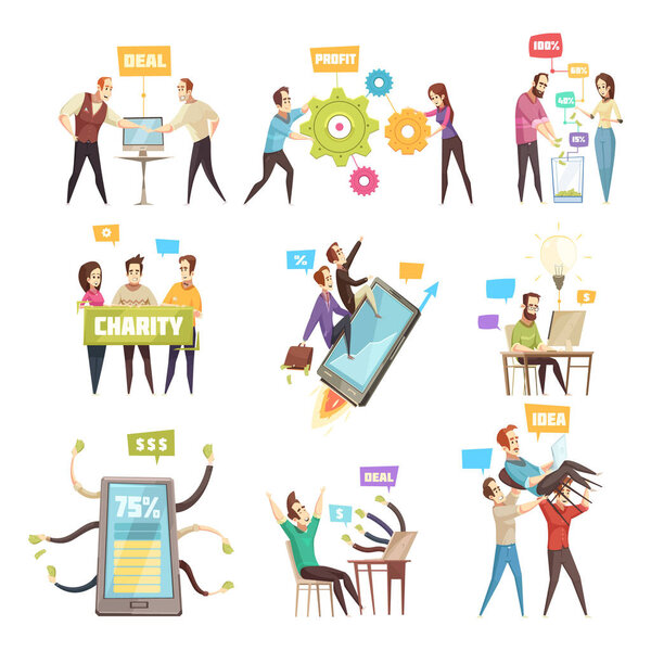 Set of Nine Crowdfunding Scenes