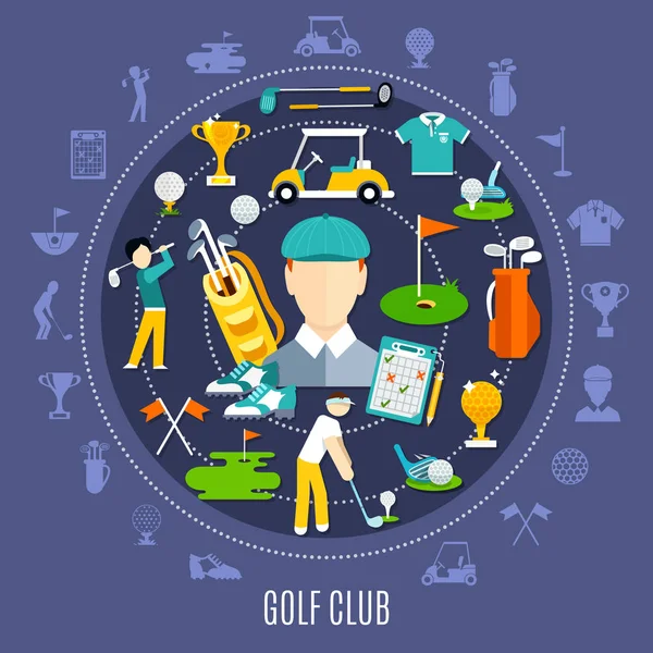 高尔夫俱乐部圆形组合 — 图库矢量图片