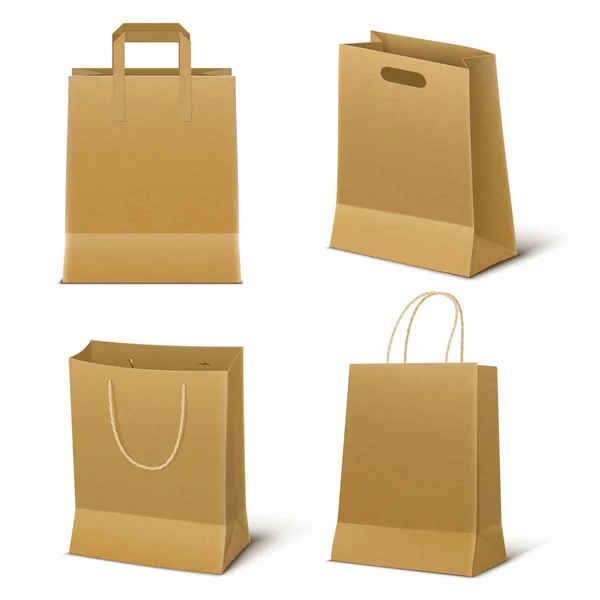 Lege papier Shopping tassen Set — Stockvector