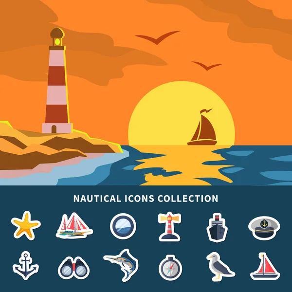 Nautical Icons Collection — Stock Vector