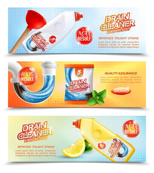 Banners horizontales de limpieza sanitaria — Vector de stock