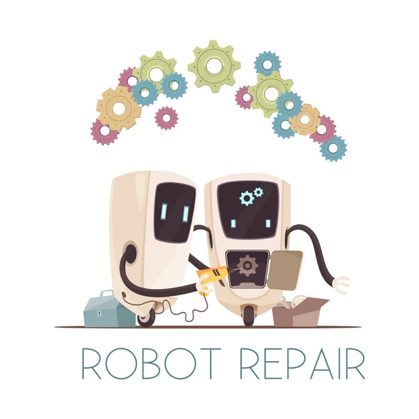 Robotar reparation tecknad sammansättning — Stock vektor