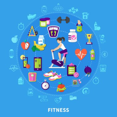Fitness düz kompozisyon yuvarlak