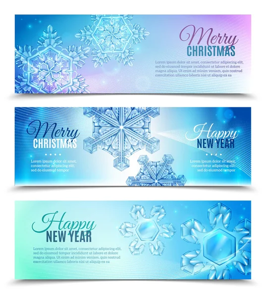 Realistic Snowflake Banner Set — Stock Vector