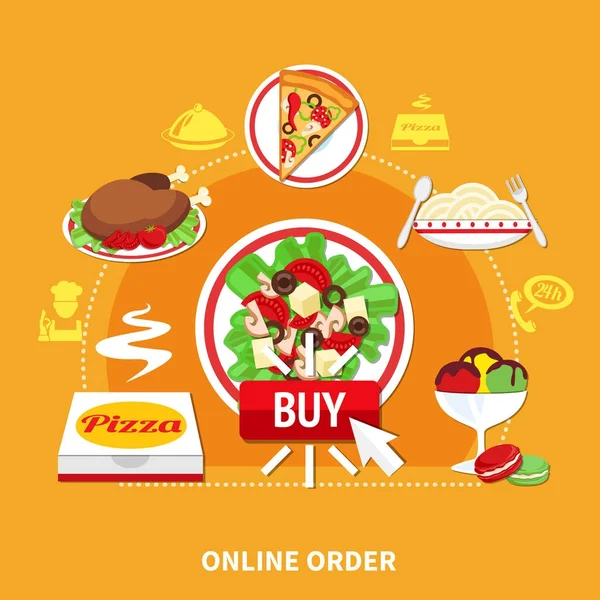 Comprar Pizza Redonda Composición — Vector de stock