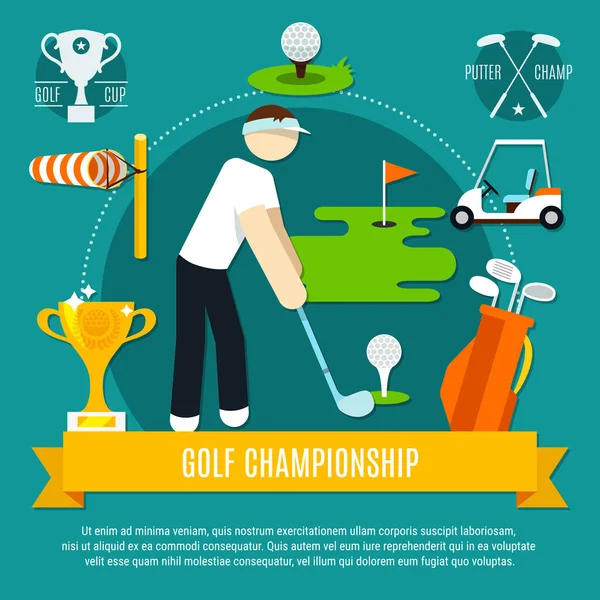 Golf competitie platte samenstelling — Stockvector
