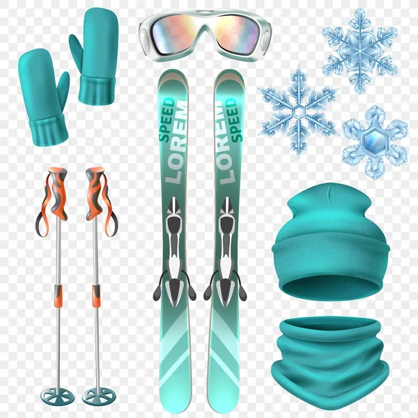 Conjunto de ícones de inverno de esqui — Vetor de Stock