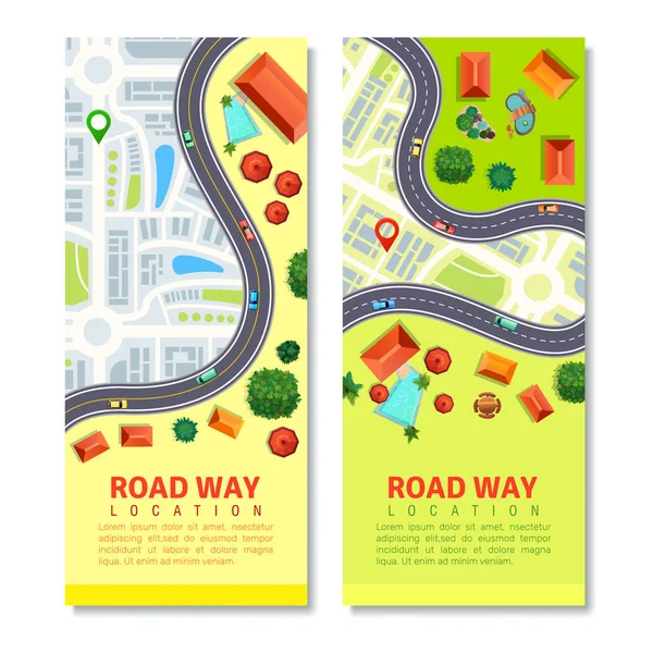 Mapa de carreteras Banners verticales — Vector de stock