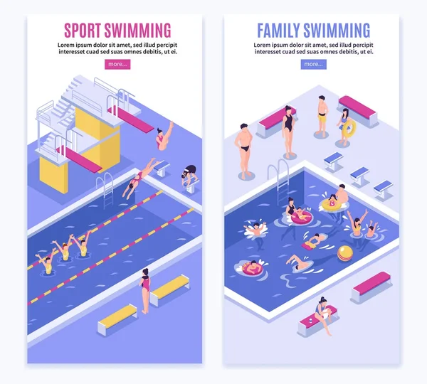 体育游泳垂直横幅 — 图库矢量图片