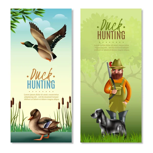 Banners verticales de caza de patos — Archivo Imágenes Vectoriales