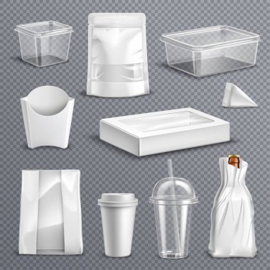 Food Packaging Realistic Transparent set clipart