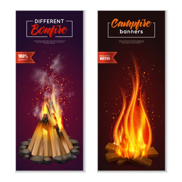 Bonfire Vertical Banners Set - Stok Vektor