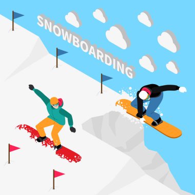 Snowboard parça izometrik kompozisyon