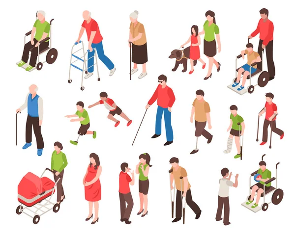 Handicapés Ensemble isométrique — Image vectorielle
