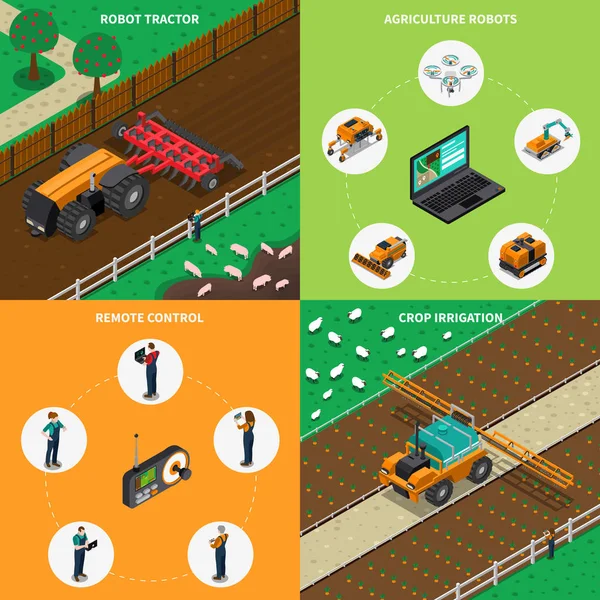 Agrarmotorische Roboter entwerfen Konzept — Stockvektor