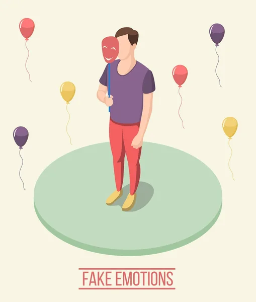 Fake Emotions Isometric Composition — Stock Vector