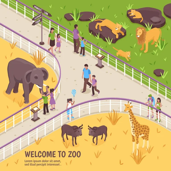Welcome To Zoo Composition — Stock Vector