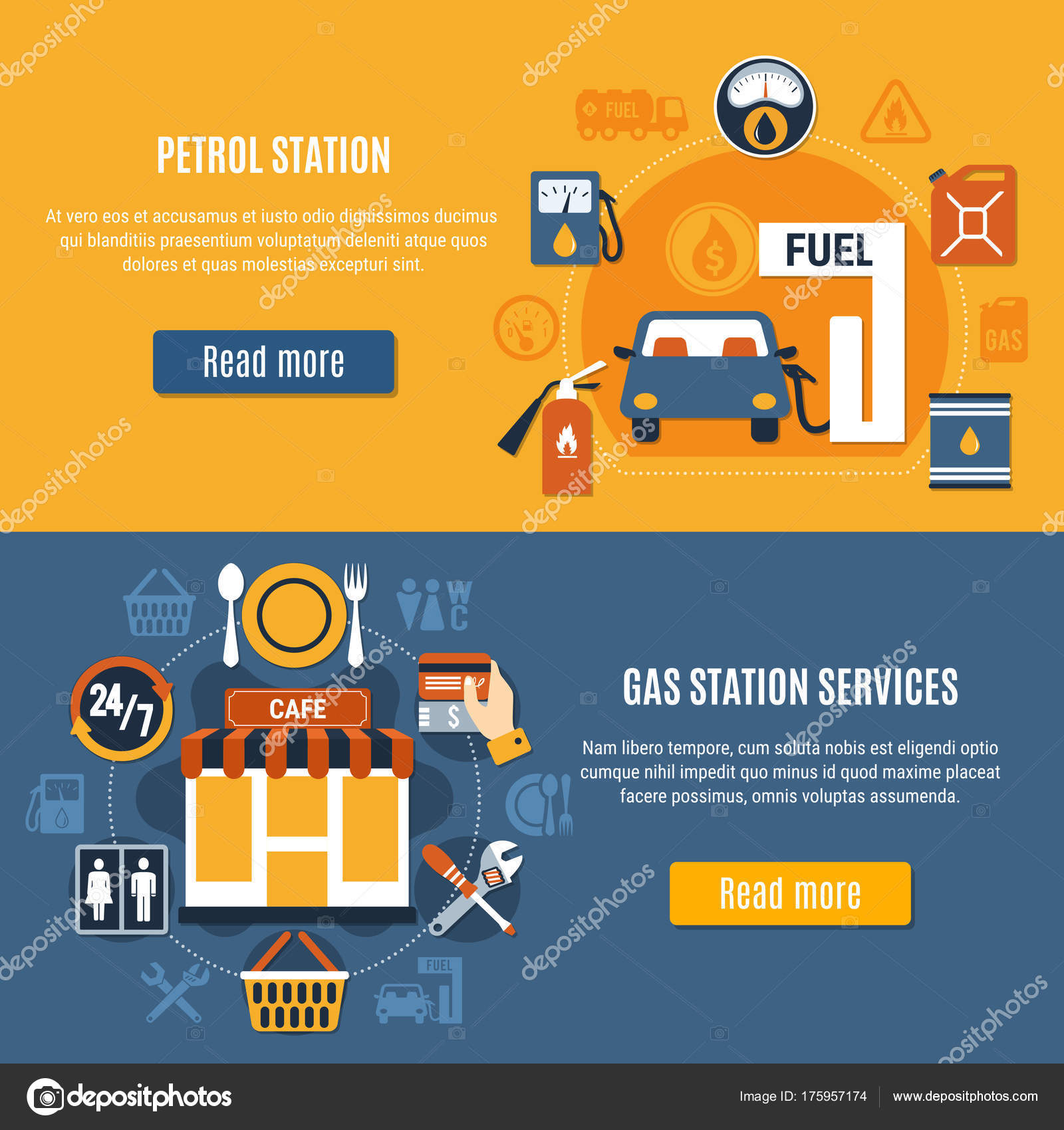 Two Fuel Pump Banner Set Stock Vector by ©macrovector 175957174