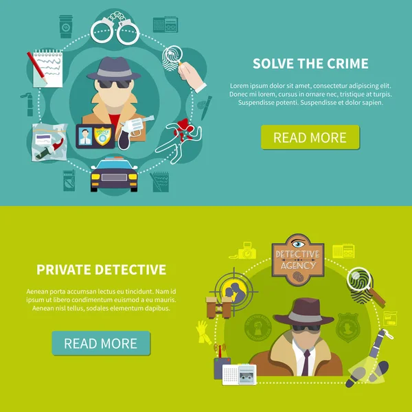 Conjunto de banner Detective — Vector de stock