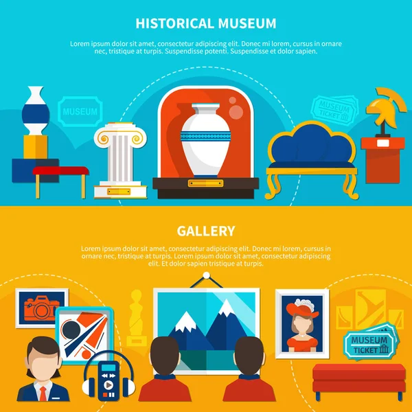 Исторический музей и баннеры — стоковый вектор
