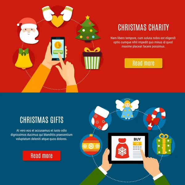 Christmas Charity en geschenken Banners — Stockvector