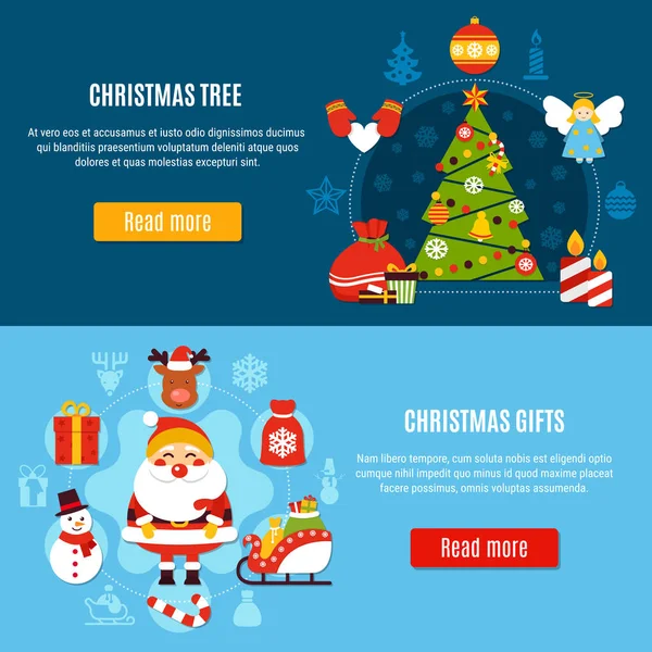 Árvore de Natal e presentes Banners — Vetor de Stock