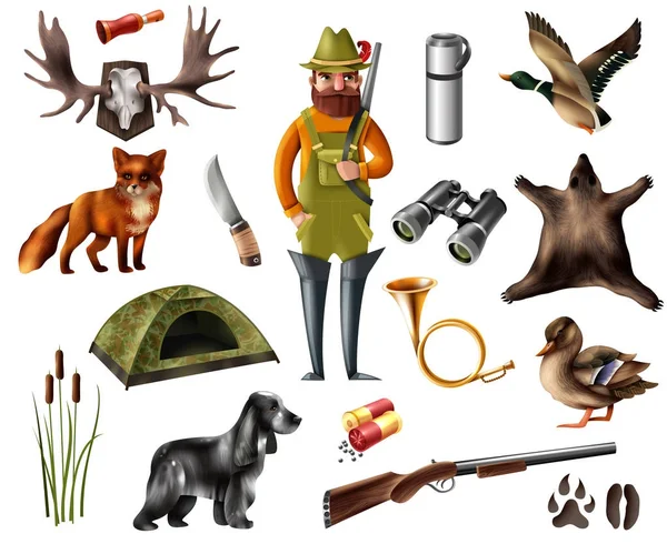 Hunting Icons Set — Stock Vector