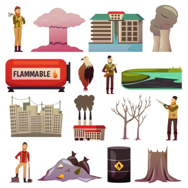 Man-made Disasters Orthogonal Icons clipart