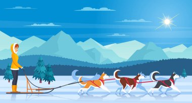 Sleddog dış yapraklar illüstrasyon
