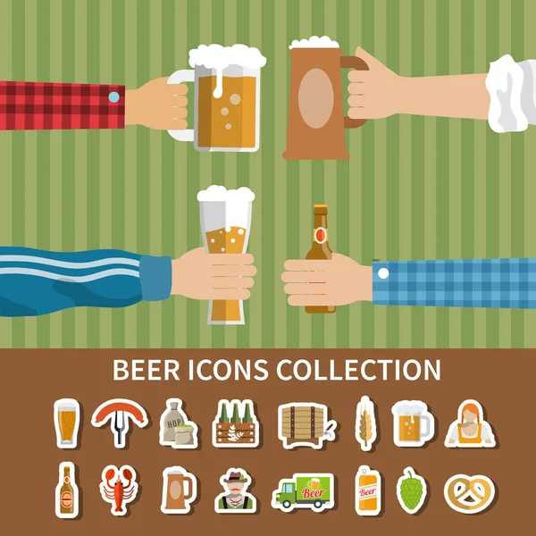 Düz bira Icons Collection — Stok Vektör