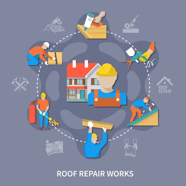 Roofer Composición de color — Vector de stock