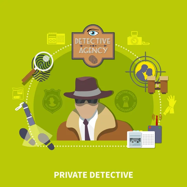 Concepto de Detective Flat — Vector de stock