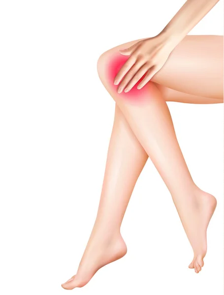 Piernas femeninas y dolor Ilustración realista — Vector de stock