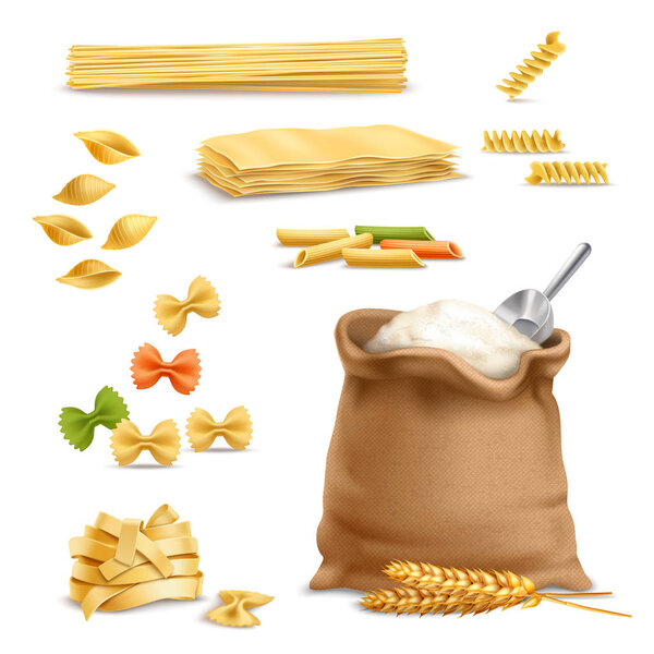 Realistic Pasta Wheat Spikelets Flour