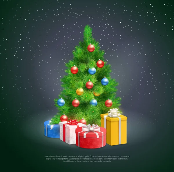 Vánoční stromek s dárkovými krabicemi — Stockový vektor