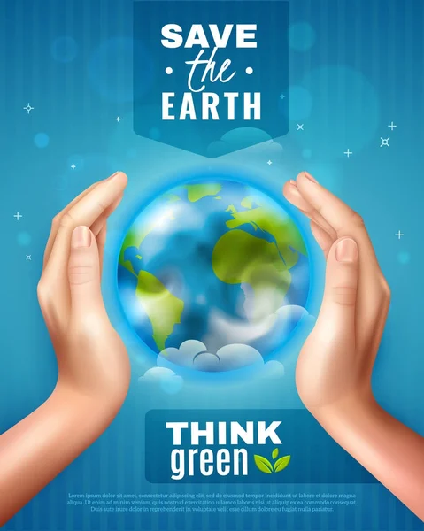 Save Earth Ecology Poster — Stock Vector