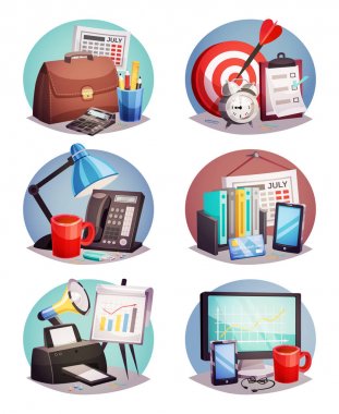 İş Office Icons Set yuvarlak 