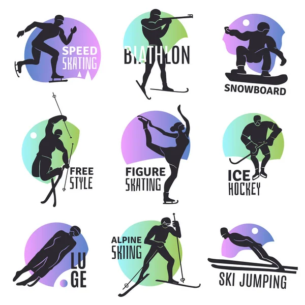 Winter Sports Emblems Set — Stock Vector