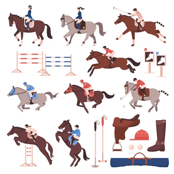 Conjunto de ícones esportivos equestres — Vetor de Stock