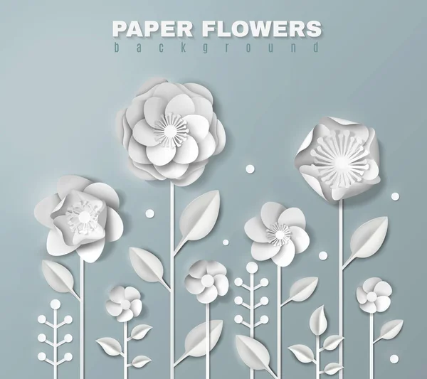 Realistic Paper Flowers Background — Stock Vector