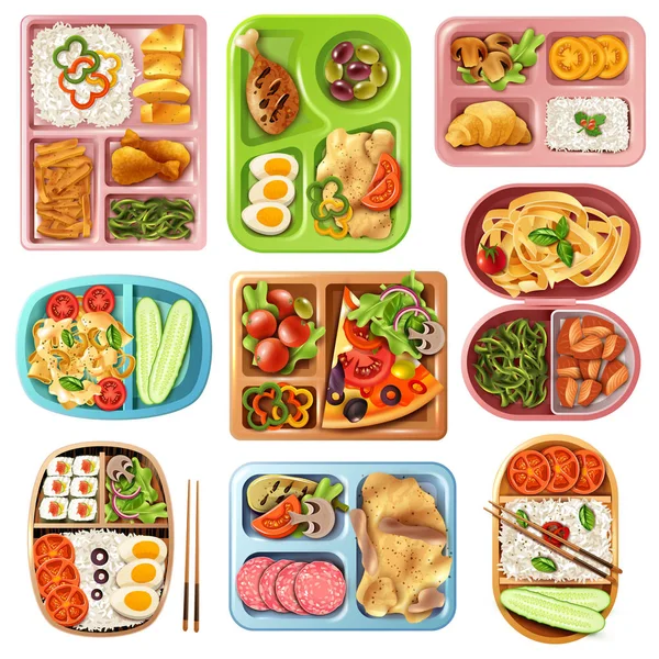 Boxed Lunches Set — Stockvector