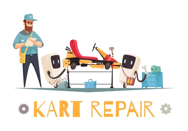 Kart Repair Illustration — Stock Vector