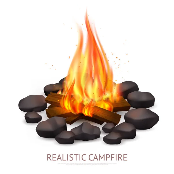 Composizione realistica di fondo Campfire — Vettoriale Stock