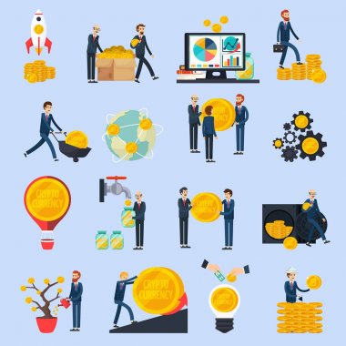 ICO Blockchain kavramı ortogonal simgeler