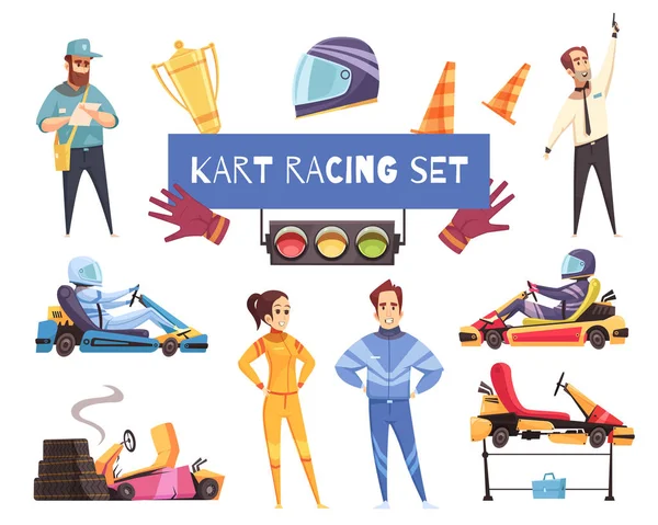 Karting Set Deporte — Vector de stock