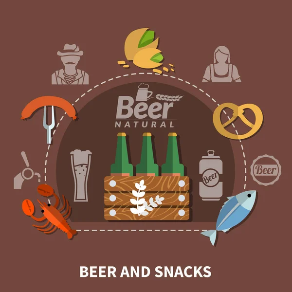 Ilustración plana de cerveza — Archivo Imágenes Vectoriales