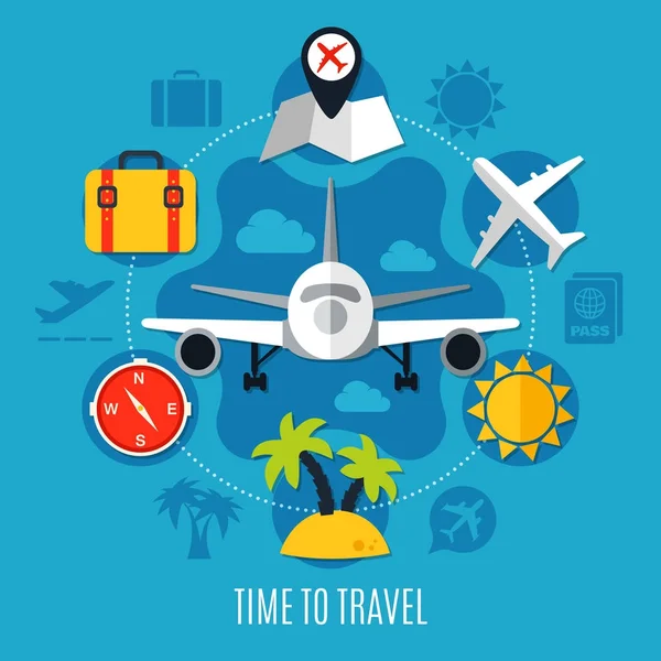 Air travel Flat Affiche publicitaire — Image vectorielle