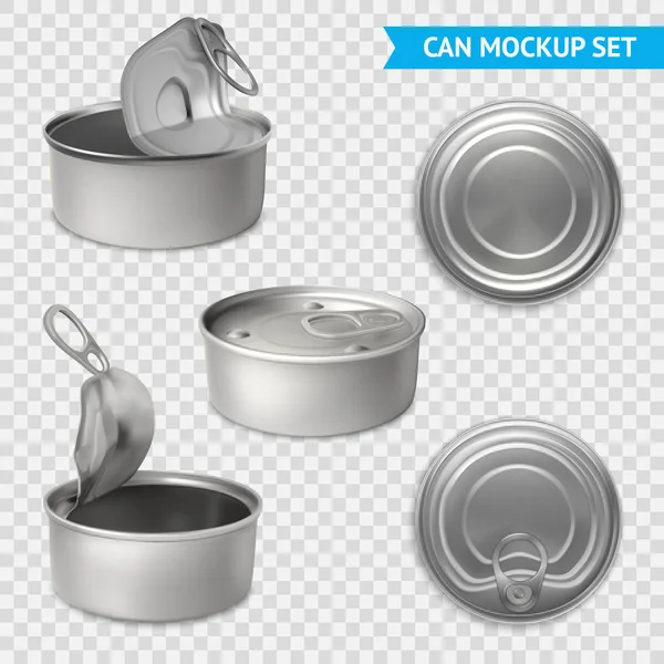 Tin Cans Transparent Set — Stock Vector