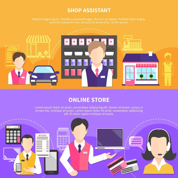 Store Assistance Banners Set — Stock Vector