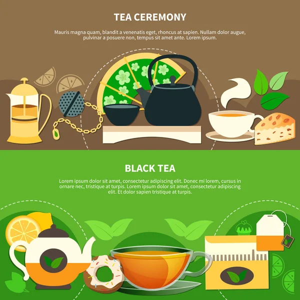 Tea Horizontal Banners — Stock Vector